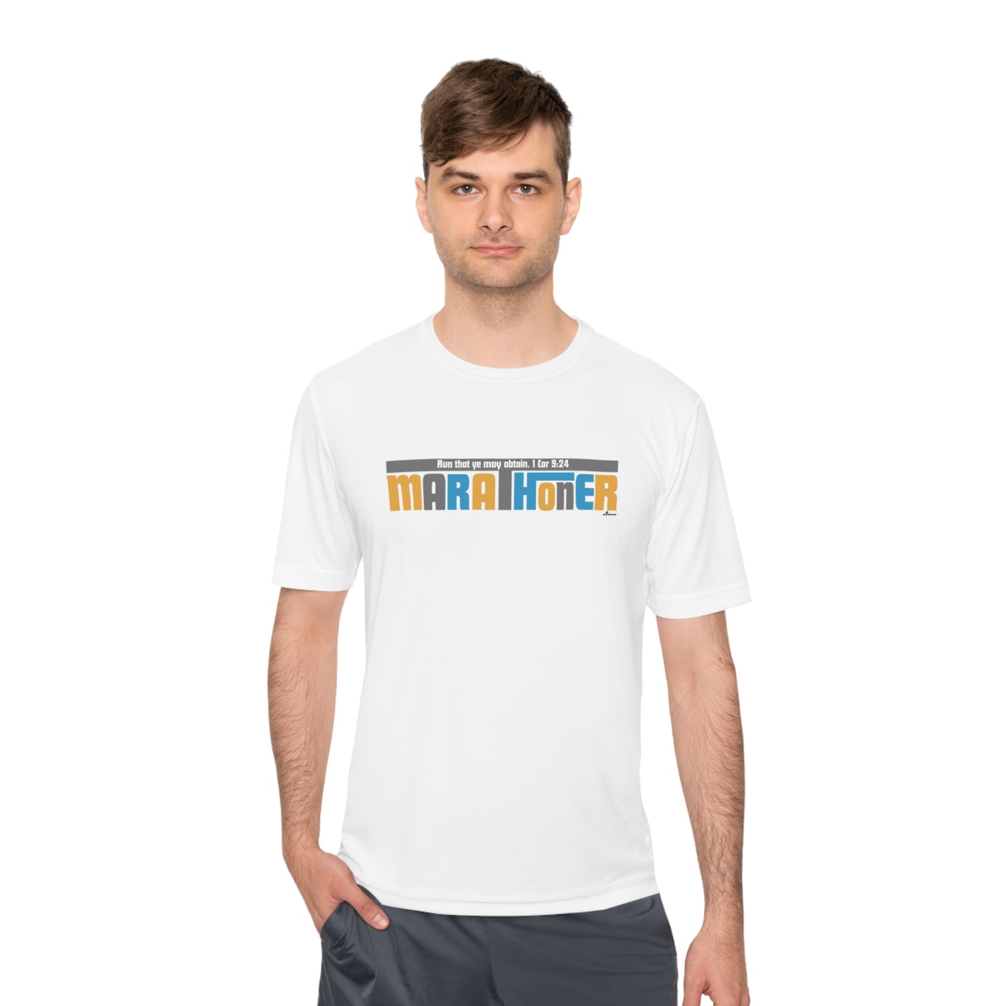 Athletic Tee - MARATHONER (Run that ye may obtain 1Cor 9:24 KJV)