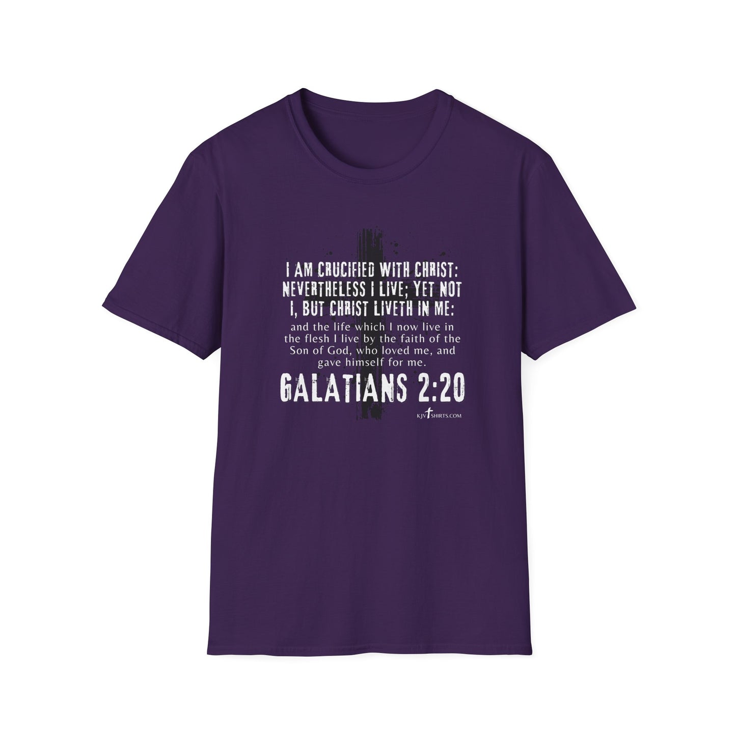 I am crucified with Christ, Galations 2:20 KJV; Unisex Softstyle T-Shirt