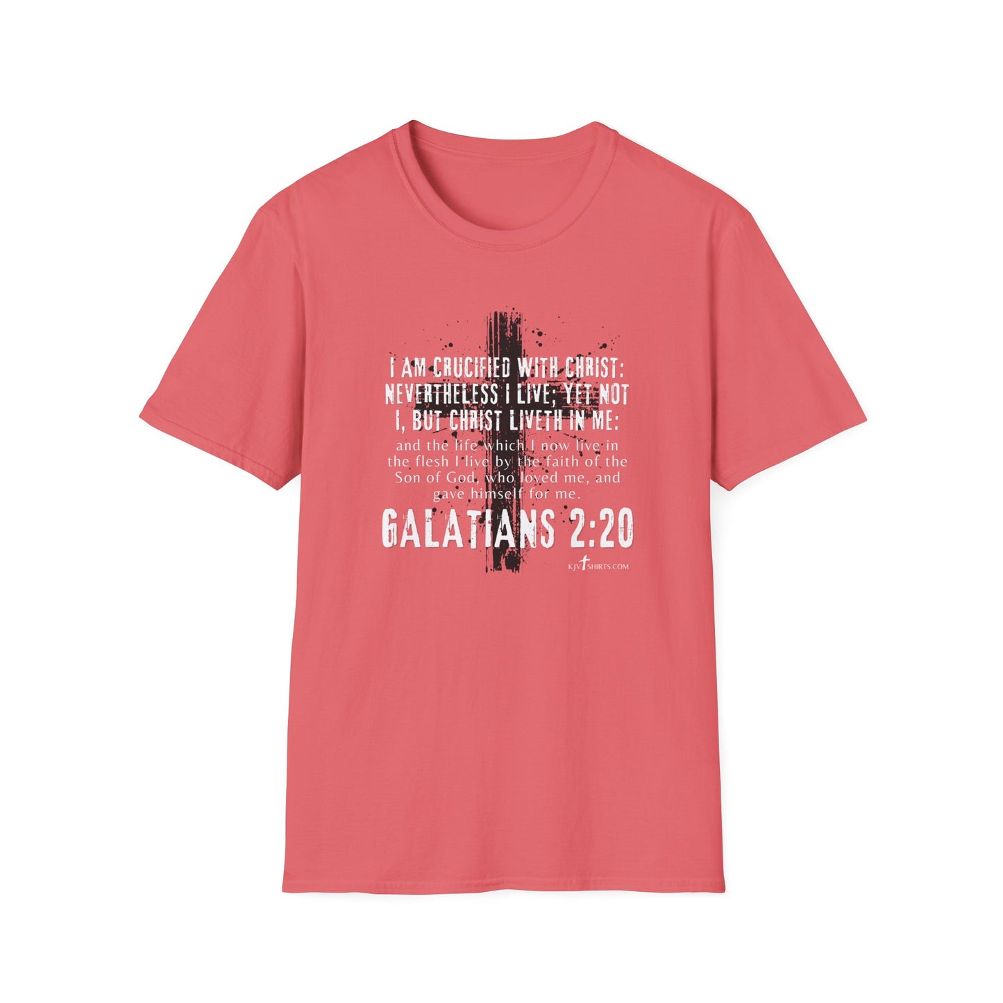 I am crucified with Christ, Galations 2:20 KJV; Unisex Softstyle T-Shirt