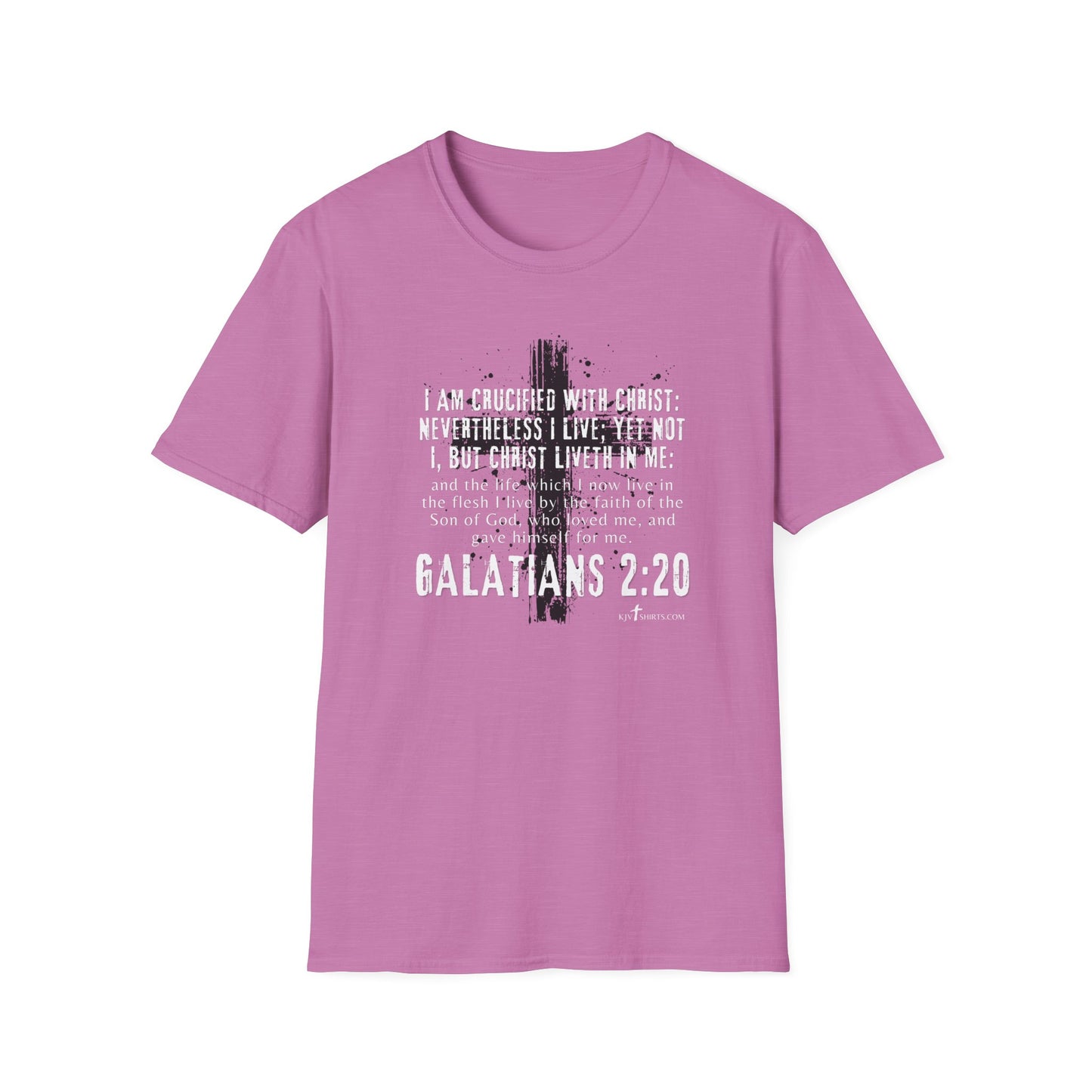 I am crucified with Christ, Galations 2:20 KJV; Unisex Softstyle T-Shirt