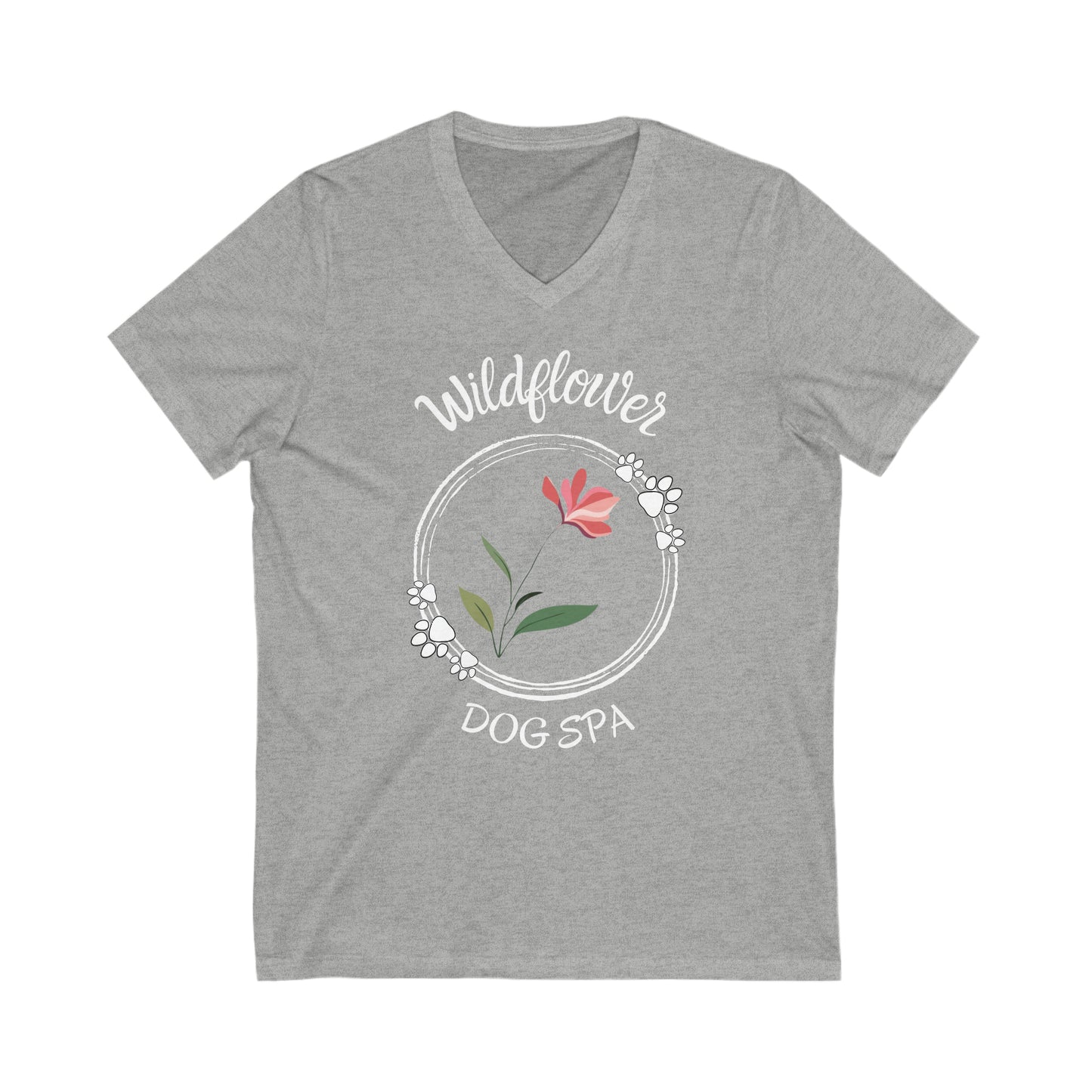Wildflower Dog Spa, Unisex Jersey Short Sleeve V-Neck Tee