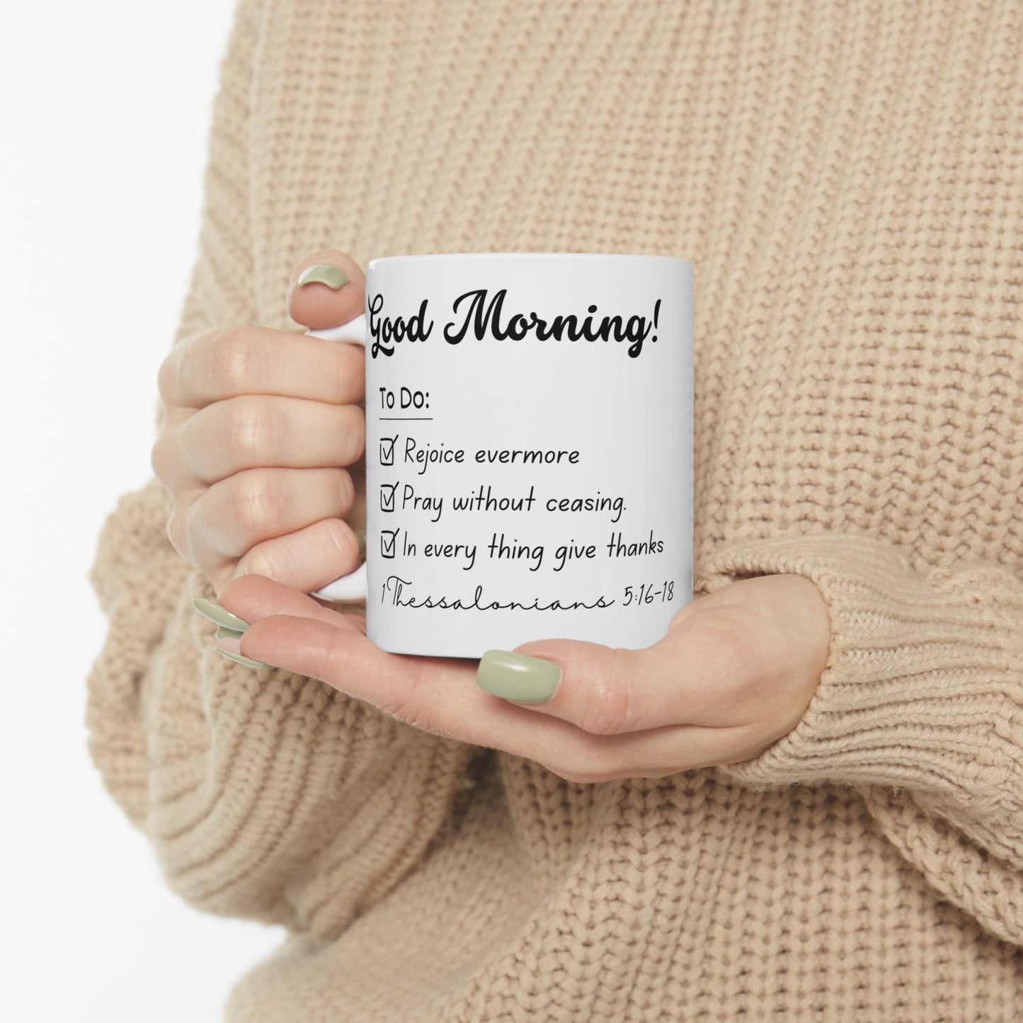 1 Thes 5:16-18 Checklist, Ceramic Mug 11oz