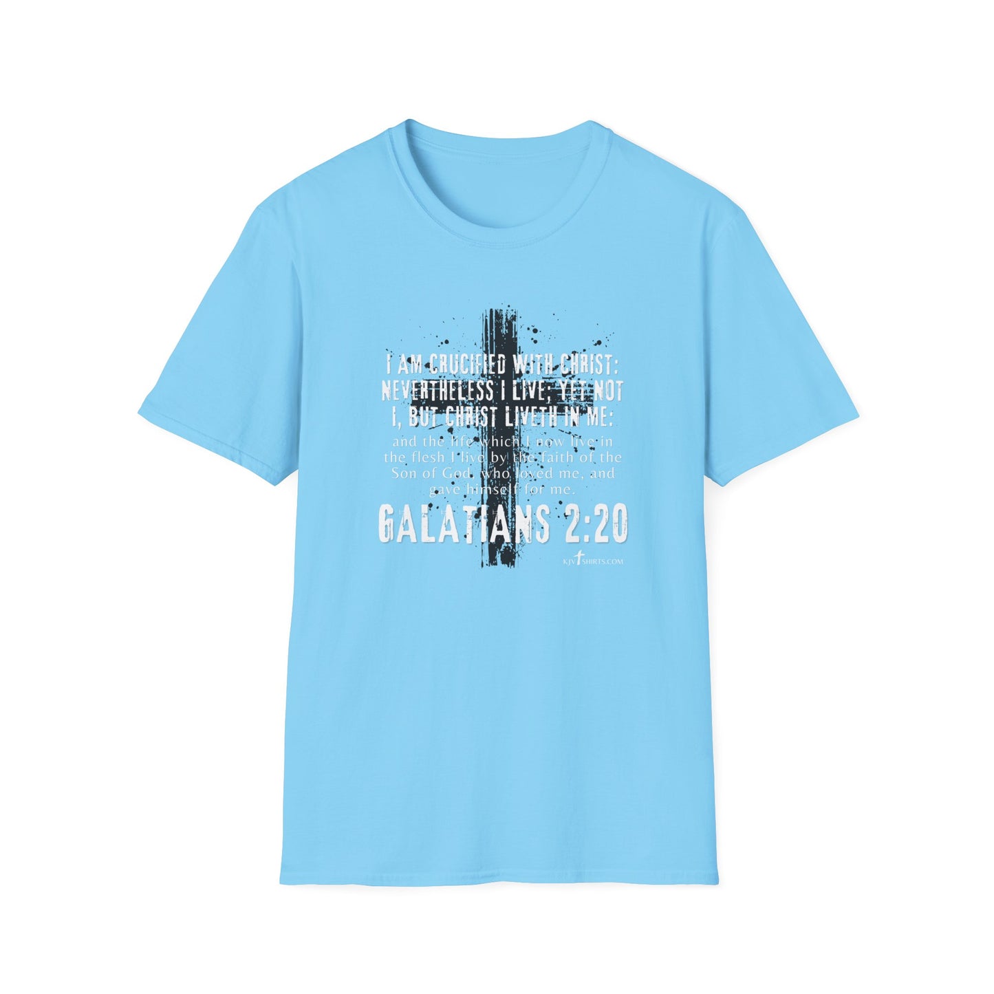 I am crucified with Christ, Galations 2:20 KJV; Unisex Softstyle T-Shirt