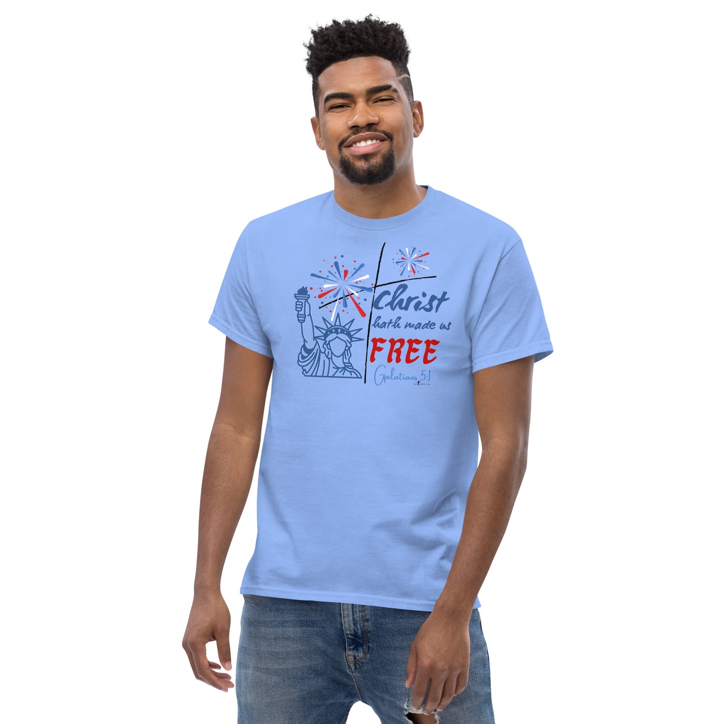 Christ hath made us free - Gal 5:1 KJV, 4th of July shirt, 5 color options