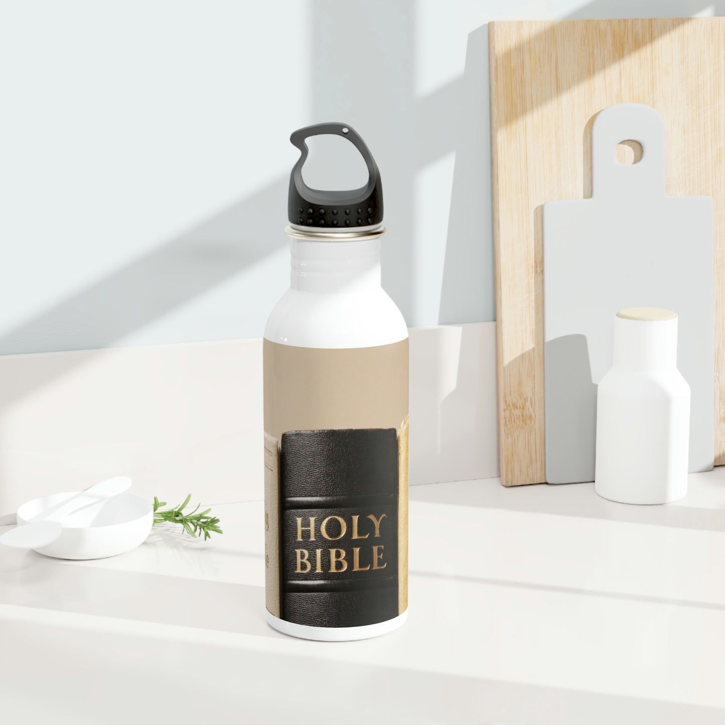 Stainless Steel Water Bottle with Bible edges